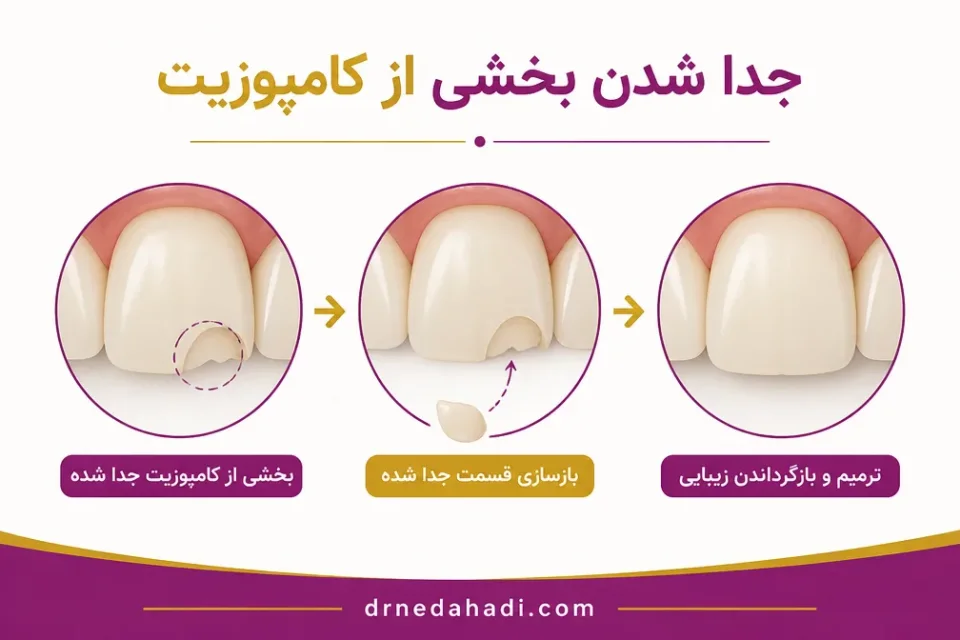 نمای توضیحی درباره جدا شدن بخشی از کامپوزیت
